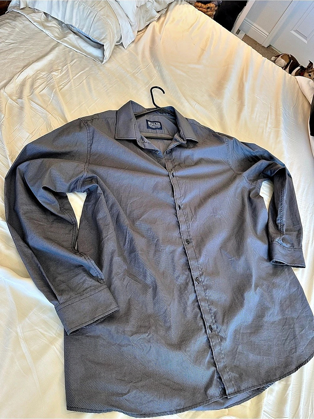 MTailor Men's Geometric Button Down Shirt in Gray Like New